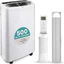 SereneLife Small Air Conditioner Portable 14,000 BTU with Built-in Dehumidifier - Portable AC unit for rooms up to 650 sq ft - Remote Control, Window Mount Exhaust Kit (White)