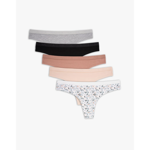 Nautica Women's Cotton Thong Underwear Set, 5-Pack M