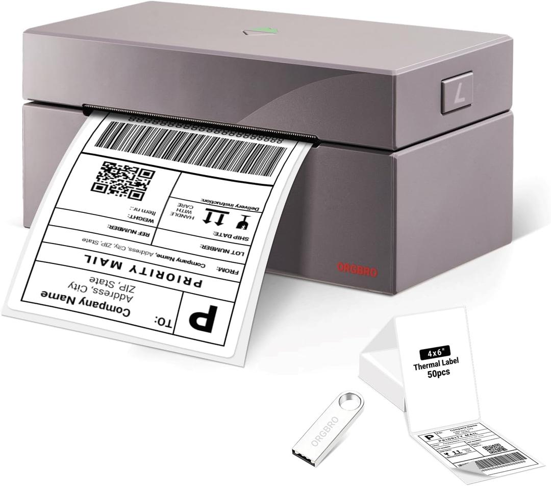 ORGBRO Z1 Shipping Label Printer, 4x6 Thermal Label Printer for Small Business, High Speed Sticker Maker for Commercial Grade Shipping Packages, Used for Amazon, Ebay, Shopify, USPS (USB Only)
