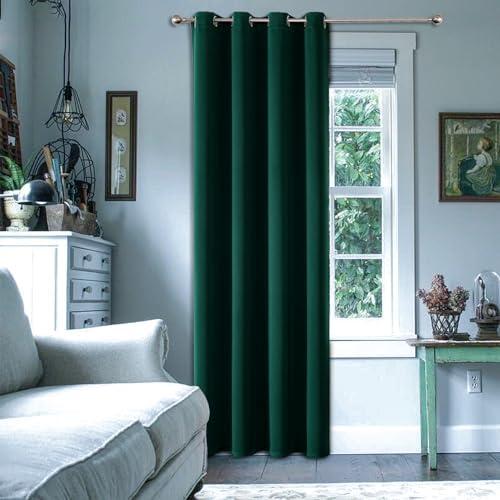 ChrisDowa Grommet Blackout Curtains for Bedroom - Thermal Insulated Room Darkening Curtains for Living Room (1 Panel Set, Forest Green,52W x 84L)