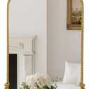 Vintage Arched Mirror, 24"x 42"Antique Baroque Mirror Style Metal Beaded Frame for Entryway Hallway Living Room,Vintage Gold