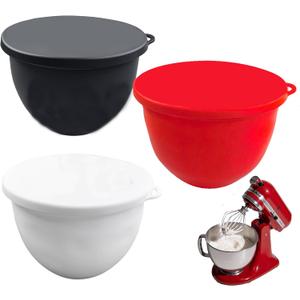 Silicone Bowl Liners for Kitchen Aid Mixers 5 qt Tilt-Head, for Baking Cooking, No More Replacement Mixer Bowls Needed,Silicone Stand Mixer Bowl Liners with Lids (Red+Black+White)