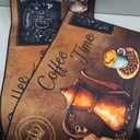 Coffee Kitchen Rug 2 Piece Set, Farmhouse Style Decor Kitchen Floor Mat, Absorbent and Washable Runner Rug, Coffee Vintage Kitchen Decoration 17x30+17x47 Inches