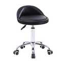 KKTONER PU Leather Round Rolling Stool with Back Rest Height Adjustable Swivel Drafting Work SPA Task Chair with Wheels White