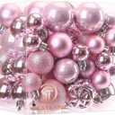 Sea Team 70-Pack Shatterproof Plastic Christmas Ball Ornaments Set, Multi-Size Christmas Baubles, Hanging Decorations for Xmas Tree, Wreath, Garland, (1.18-1.97 Inches, Pink)