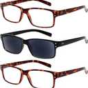 NORPERWIS Reading Glasses 5 Pairs Quality Readers Spring Hinge Glasses for Reading for Men and Women (2 Black 2 Tortoise 1sun, 2.00)