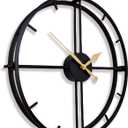 Qukueoy Double Layer Modern Art Big Clock 3D Decorative Large Metal Wall Clocks for Living Room,Minimalism, Battery Operated, 20"x24" (Black)