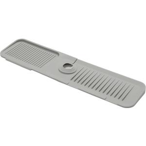 GREATLINK Kitchen Sink Splash Guard - Sink Protectors for Kitchen Sink Organizer - 24'' Silicone Faucet Guard & Draining Mat - Kitchen Gadgets & Camper Accessories - Drying Mat for Counter, Grey