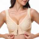 Wirefree Front Closure Bra for Women Minimizer 34D-46DD (Beige)