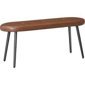 HOOBRO Dining Bench, Dining Room Bench, Upholstered Bench, with PU Leather Padded Seat, Steel Frame, Easy to Assemble, for Kitchen, Dining Room, Hallway, Bedroom, Entryway, Brown and Black CB100CD01