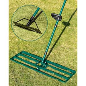 Lawn Leveling Rake 33x10'', Yard Leveling Rake with 78'' Back-Saving Adjustable Handle, Stainless Steel Lawn Leveler Tool with 17'' Tines Head for Garden, Backyard, Farm, Golf Course