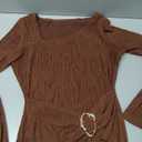 Women's Long Sleeve Maxi Bodycon Dresses Elegant Semi Formal Cocktail Knit Body Con Asymmetrical Weddding Guest (Brown)