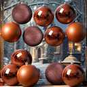 Jenaai 12 Pcs Large Brown Christmas Ball Ornaments, 4 Inch Big Oversized Shatterproof Christmas Tree Decorations Matte Glitter Giant Jumbo Plastic Hanging Baubles for Xmas Holiday Party Indoor Outdoor