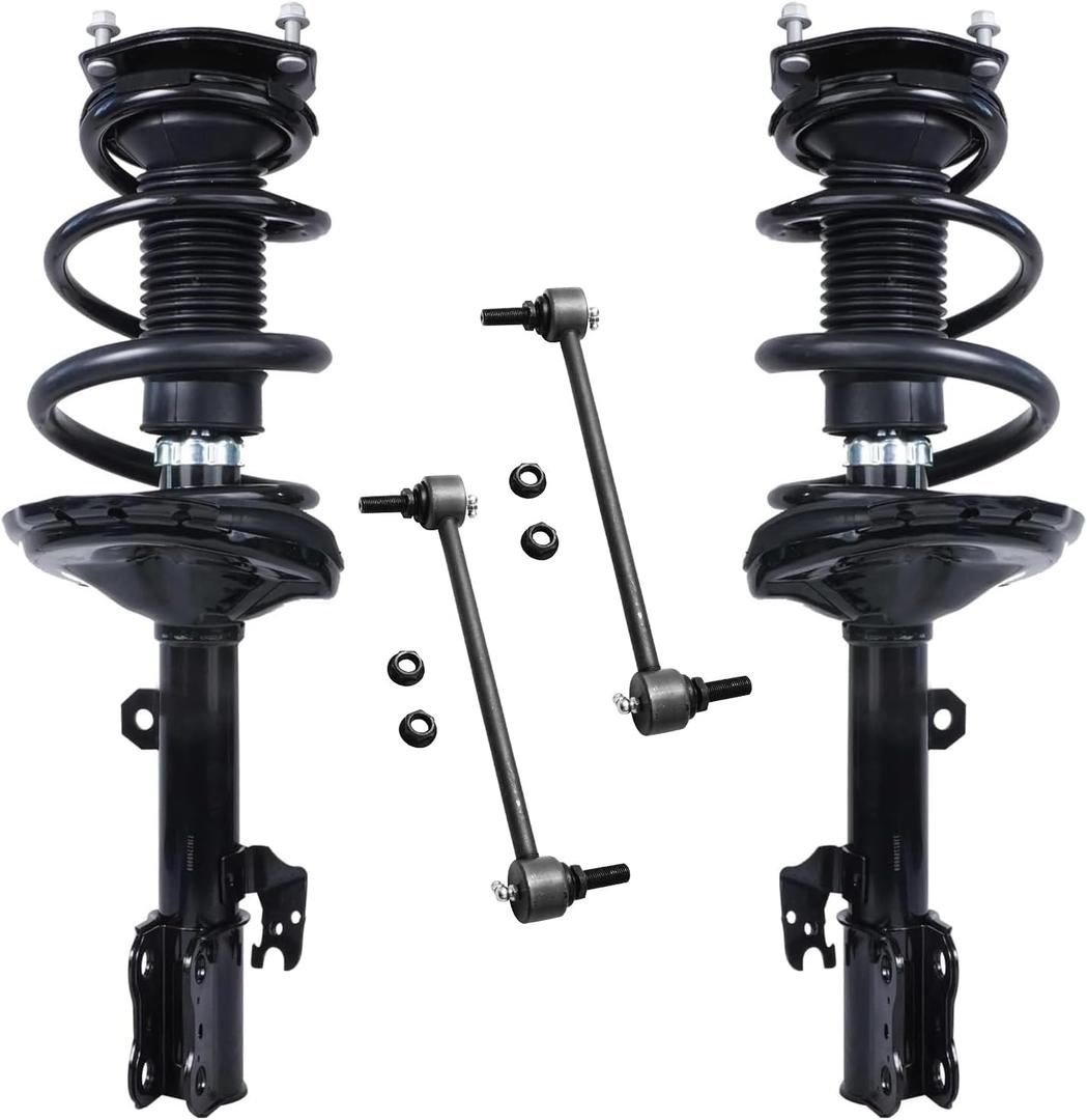 Detroit Axle - Front Struts Sway Bars for Toyota Highlander Lexus RX330 RX350 RX400h Complete 2 Ready Struts w/Coil Springs Assembly + 2 Front Sway Bar Links Replacement Suspension Kit