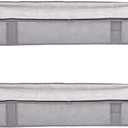 Amazon Basics Under Bed Fabric Zipper Blanket Storage Container Bags with Window and Handles, 2-Pack, 18 x 42 x 6 inches, Gray