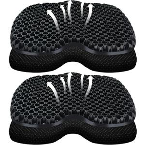 Kayak Seat Cushion, Thicken Anti Slip Waterproof Gel Kayak Seat, Portable Canoe Rowing Rubber Dinghy Pad for Stadium Sit in Kayak Inflatable Fishing Kayak Canoe Kayak Accessories (2pcs/Black)