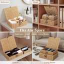 Newtay Set of 4 Woven Wicker Storage Baskets with Lids, Decorative Storage Boxes Lidded Rattan Organizer Bin Home Decor for Shelf, Coffee Table, Closet, Bathroom, Living Room(Paper Rope,Natural Color)