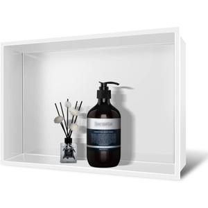 18x12 Insert Shower Niche, 1 Shelf, Modern Contemporary Style, Wall Mounted, Stainless Steel, White