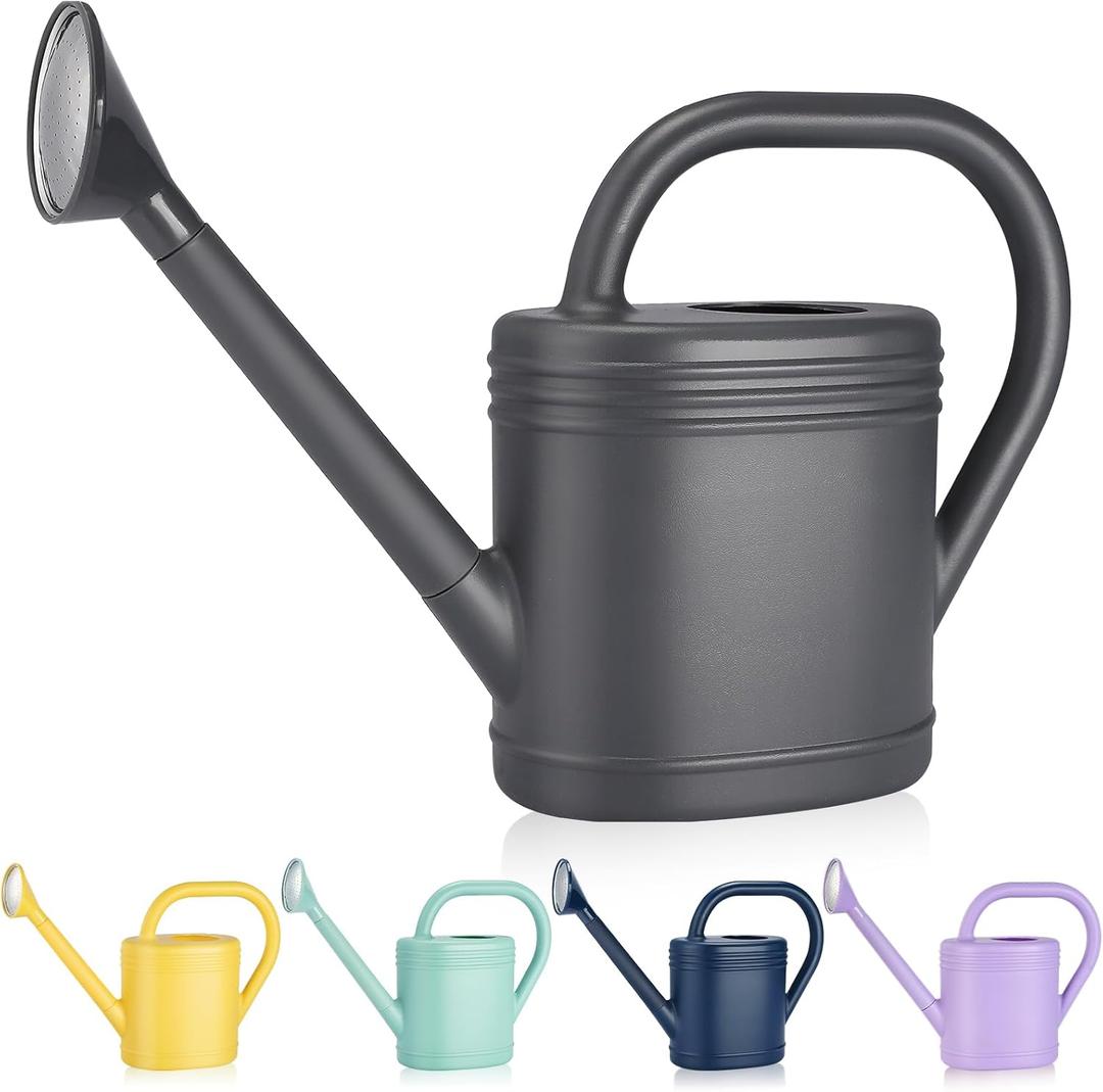 1 Gallon Watering Can for Indoor Plants, Garden Watering Cans for Outdoor Plant House Flower, Modern Plant Watering Can Large Long Spout with Sprinkler Head (Gray)