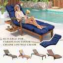 Outdoor Chaise Lounge Chair Cushion 75.1 x 23.6 x 4.7in, Waterproof Replacement Cotton Patio Thickened Pool Lounge Chair Cushion with Ties for Patio Outdoor Furniture,Navy Blue