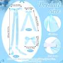 Vesici 60 Pcs Blue Satin Ribbon Bows Blue Baby Shower Bows Adhesive Premade Satin Chair Sashes Large Coquette Decoration for Gift Wrapping Candlestick Wedding Bridal Shower Bachelorette Party