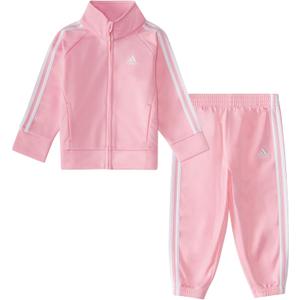 adidas Baby Girl's Zip Front Classic Tricot Jacket and Joggers Set, Light Pink, Size: 18 Months