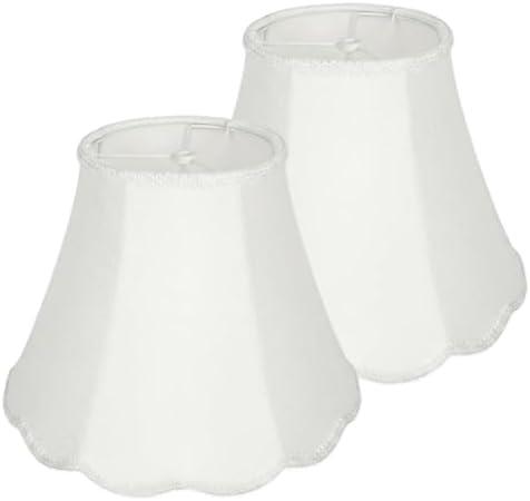 2-Pack White Bell Lamp Shades – Scalloped Petal Edge, 6.69×12.8×10.04 inch Fabric Lampshade for Table Lamps (Spider Fitter), Perfect for Scandinavian-inspired to Transitional decor, Easy Assembly