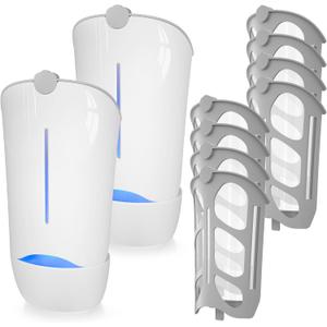 Flying Insect Trap Indoor Use, Fruit Bug Fly Catcher Plug in with UV Light, Fly Trap Safe Mosquito Killer for Home Use with Refills (2 Plug-in Bases + 8 Cartridges)