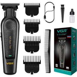 VGR 995 Professional Hair Trimmer for Men, Zero Gapped Barber Edgers, Portable Cordless Mens Beard Trimmer Clipper with 4 Guide Combs, USB Rechargeable