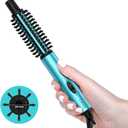Mini Thermal Brush, Curling Iron 3/4 Inch, Heated Round Brush for Volumizing and Small Curls, Travel Size Curling Iron for Short & Thin Hair, Dual Voltage, One Heat 392F, Blue
