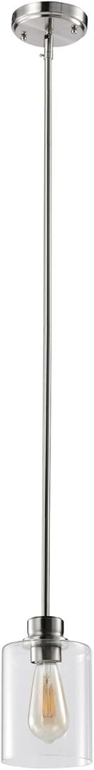 Design House 588467 Haddie Modern 1-Light LED Indoor Dimmable Mini Pendant with Clear Glass Shade for Kitchen Island bar, Bedroom, Satin Nickel