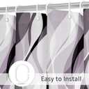 Litabel Lavender Black Wavy Ombre Shower Curtain with Luxury Striped Design, Waterproof Quick-Dry Fabric, Modern Abstract Bathroom Curtain Set with 12 Hooks, 72x72 Inches