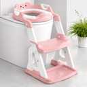 Meulife Potty Training Seat, Upgrade 2 in 1 Potty Training Toilet for Toddler, Toddler Toilet Seat for Boys Girls with Support Bar, Anti-Slip Pad and Step Stool (Pink)