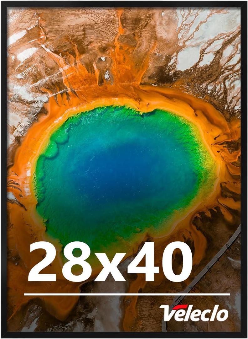 28x40 Picture Frame for Wall Display, 28x40 Black Picture Frame with Shatter Resistant Plexiglass, Stable and Sturdy 28 x 40 Poster Frame for Wall Display, Handpicked Gift Collection, 1 Pack