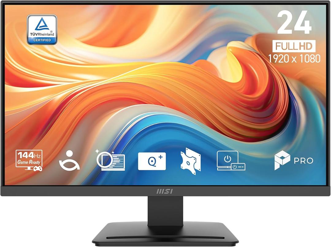 msi PRO MP241 E14V 24-inch IPS 1920 x 1080 (FHD) Office Monitor, 144Hz, Free-Sync, HDMI, DisplayPort, VESA Mountable, Tilt, Speaker, 4-Side Slim Bezel 1ms, Black