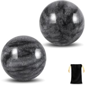 Learay 2Pcs Baoding Balls, Baoding Balls for Hand Therapy, Chinese Health Exercise Massage Balls with Carry Pouch for Stress Relief Meditation Ball(Gray/1.57 inch)