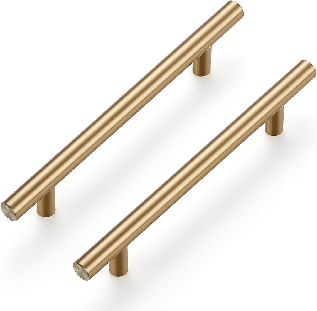 Ravinte 3 Pack 7.38" Cabinet Pulls Champagne Bronze Stainless Steel Kitchen Cupboard Handles Cabinet Handles 7.38" Length, 5" Hole Center