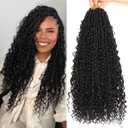 Goddess Locs Crochet Hair-18 Inch 8 Packs Boho Faux Locs Crochet Hair for Black Women Pre Looped Soft Locs with Curly Ends (1B#, 18 Inch(Pack of 8))