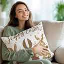 Easter Decorative Throw Pillow Covers 18x18 Set of 2 Bunny Spring Square Pillow Covers for Couch Happy Easter Rabbit Leaves Cushion Cases for Living Room Bedroom Bed Car Chair