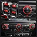 LECART 7 PCS Metal Window Button Switch Cover & AC Switch Knob Cover Fit for Jeep Wrangler JL JLU Gladiator JT 2025-2018 Car Interior Accessories Stylish Auto Decorations Decal Sticker Trims Red