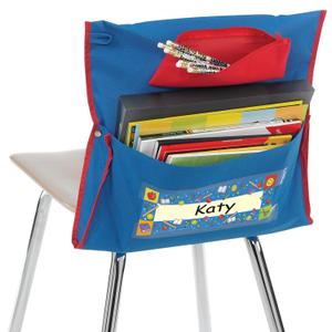 Really Good Stuff Deluxe Chair Pockets with Pencil Case, 6-Pack, Blue