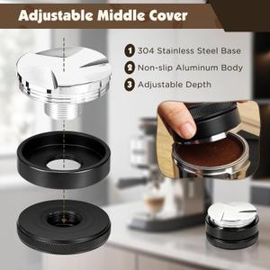 8 PCS Espresso Accessories Kit,51mm Espresso Tamper Tools,WDT Tool Espresso,Espresso Tamping Station, Distributor, Stirrer, Dosing Funnel,Puck Screen, Brush and Latte Art Pen