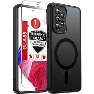 LeYi for Samsung Galaxy A53-5G Phone Case: Samsung A53 Phone Case Galaxya53 Magnetic with Screen Protector, Protective para Unlocked Galaxy A 53 Android Desbloqueados Sansun S53 Cell New Cover, Black