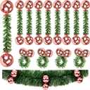 Weysat 24 Pcs Christmas Ball Garland Ties Artificial Pine Needles Tinsel Christmas Tree Decor 6 in Tinsel Ties with Bulb Arrangements for Xmas Tree Decoration Craft Gift Wrapping(Rose Gold)
