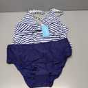 Yonique Tankini Swimsuits for Women Tummy Control Bathing Suits Two Piece Tankini Tops with Bikini Bottoms Twist Swimwear (Blue and White Stripe, XL)