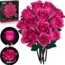 Pink Roses Bouquet Building Set, 12pcs Twisting Bloom Flowers Botanical Collection Blocks for Wedding Decor, Gifts for Wedding & Valentines, Artificial Plants for Adults Women