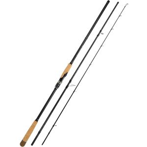 Jenseits 12Ft Spinning Fishing Rod, 3-Piece Heavy Fast Action Travel Rod | 24T Carbon Fiber, 3A & EVA Handle, Smooth Ceramic Guides for Bass, Walleye, Striper, Lake, River, Freshwater & Surf Fishing, Spinning, 12'0"-Heavy-Fast-Black