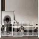 Baby Gate for Doorways Stairs Hallway 76.3-81.1 Inch Wide, Walk Through Child Gates with Pressure Mounted Extention Kit, Indoor Safety Child Gates for Kids or Pets