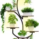 Indoor Plant Stand with LED Grow Light,8-Tier S-Shaped Corner Plant Stand,48.43 Inch Heavy,Duty Metal Indoor Plant Rack for Home, Balcony and Living Room