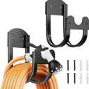 Garden Hose Holder Wall Mount - Metal Water Hose Hanger for Outside, Durable Hose Hook for Garden Garage Yard Storage (Black-2PCS)